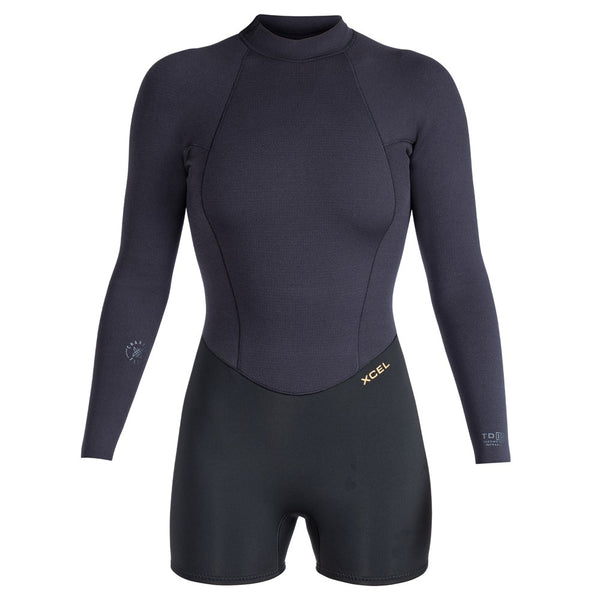 Womens Comp+ L/S Back Zip Springsuit 2/1.5mm-Boy Short (Ocena)