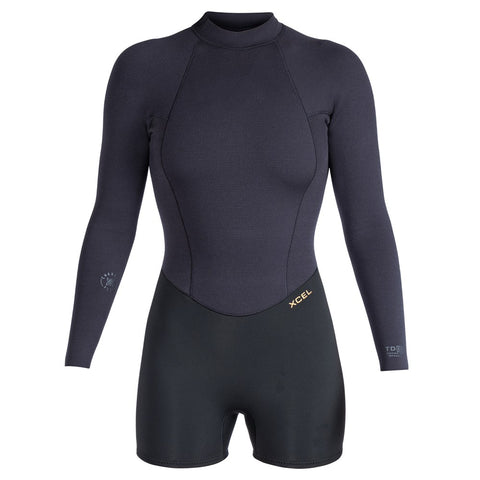 Womens Comp+ L/S Back Zip Springsuit 2/1.5mm-Boy Short (Ocena)