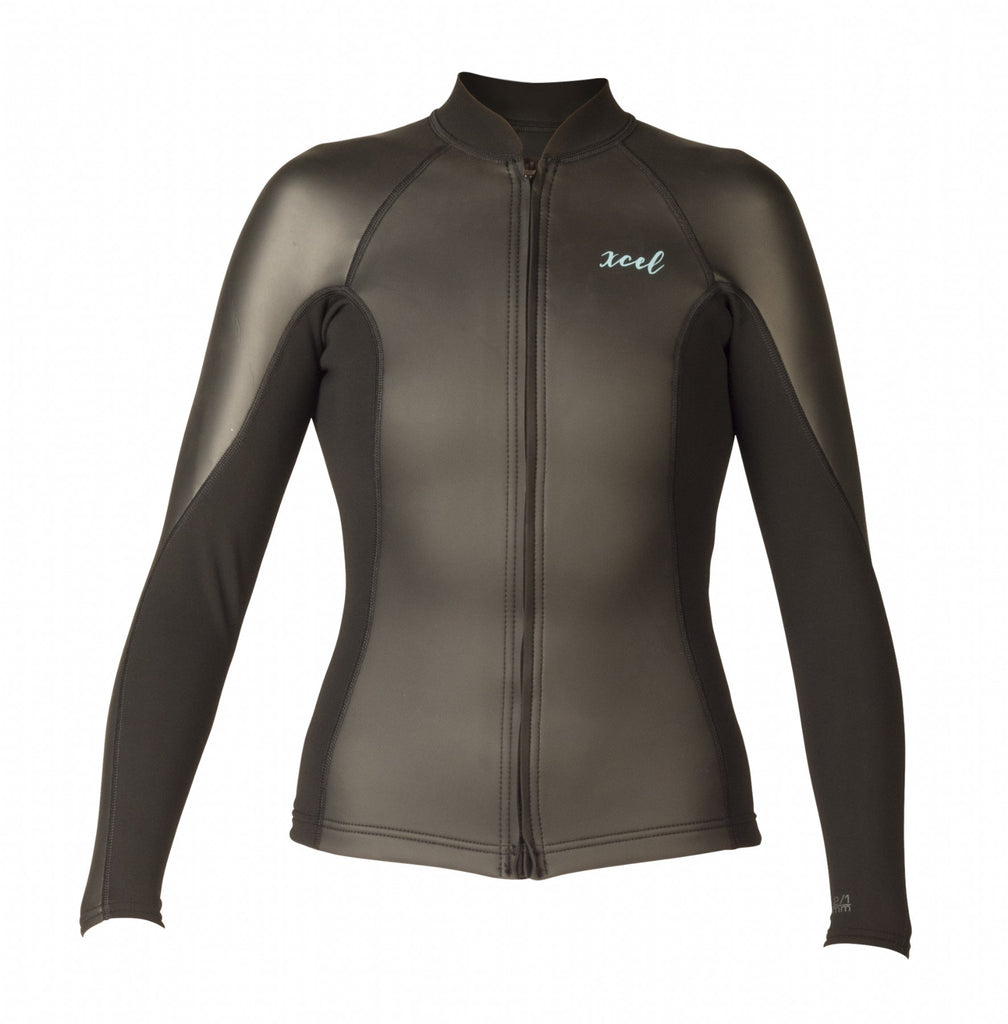 Womens Axis Smoothskin 2/1 L/S Front Zip Wetsuit Top